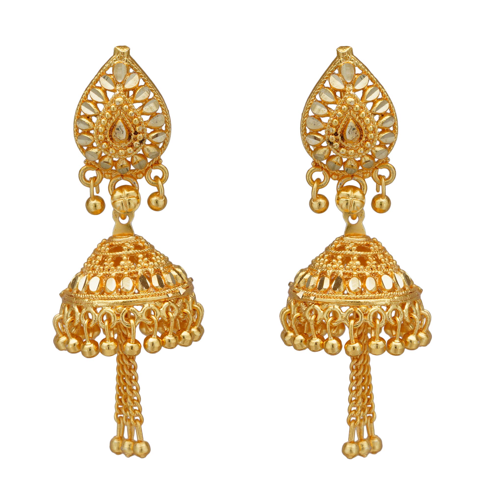 Shreyadzines Traditional Ethnic Collection Gold Plated Wedding Jhumki Jhumka Earrings for Women and Girls