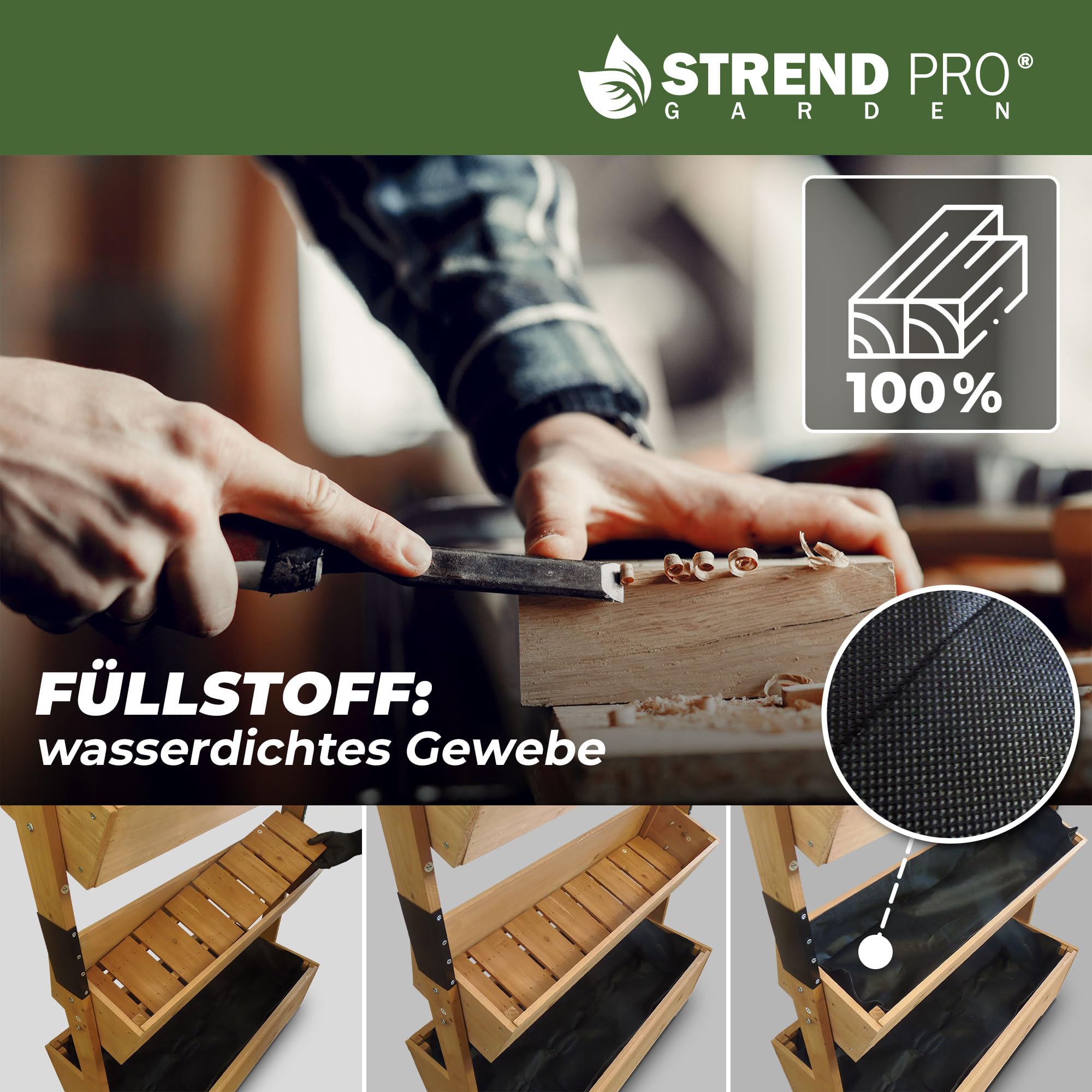 STREND PRO Balkon Hochbeet 4 Etagen Holz | 147x85x45cm (HxBxT) | Wetterfestes Vertikalbeet Pflanzentreppe Outdoor | Kräuterbeet Balkon für Blumen, Kräuter & Gemüse – für Terrasse, Garten
