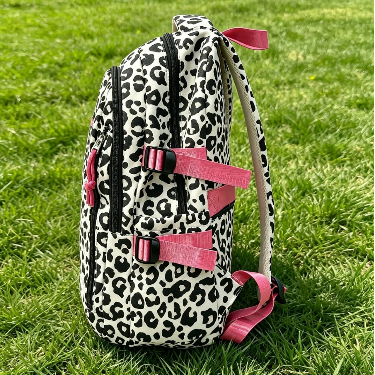 Women Black cheetah print backpack, College School Backpack Bookbag，Waterproof Sports Laptop Bag Compatible with 15-Inch Notebooks