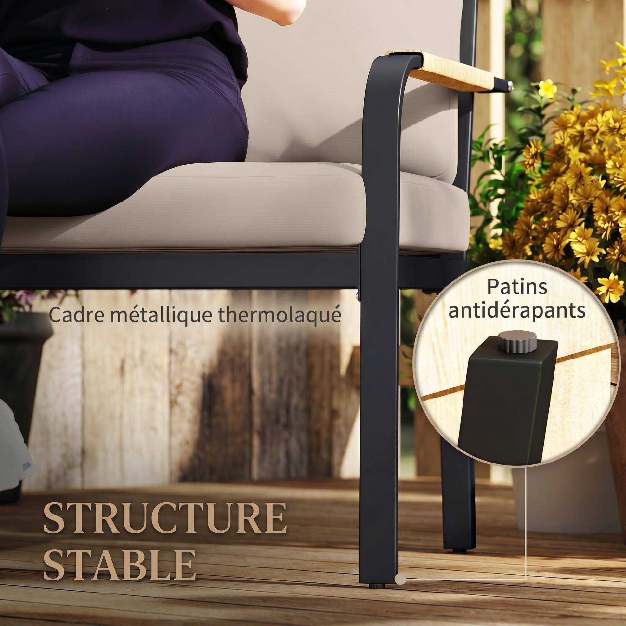 Outsunny Salon de Jardin 7 Pièces Ensemble Canapé d'angle Extérieur Modulable avec Pouf et Table en WPC Mobilier de Terrasse Accoudoirs en Résine Tressée et Coussins Épais Beige et Gris