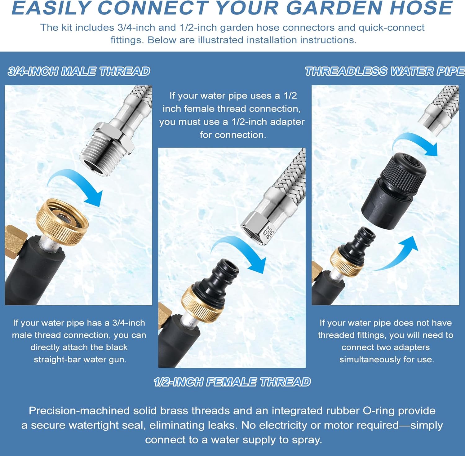 Garden Hose Nozzle, High Pressure Hydro Jet Washer Wand Triple Nozzles Including Hose Spray Nozzle Universal Quick Connectors For Powerful Cleaning
