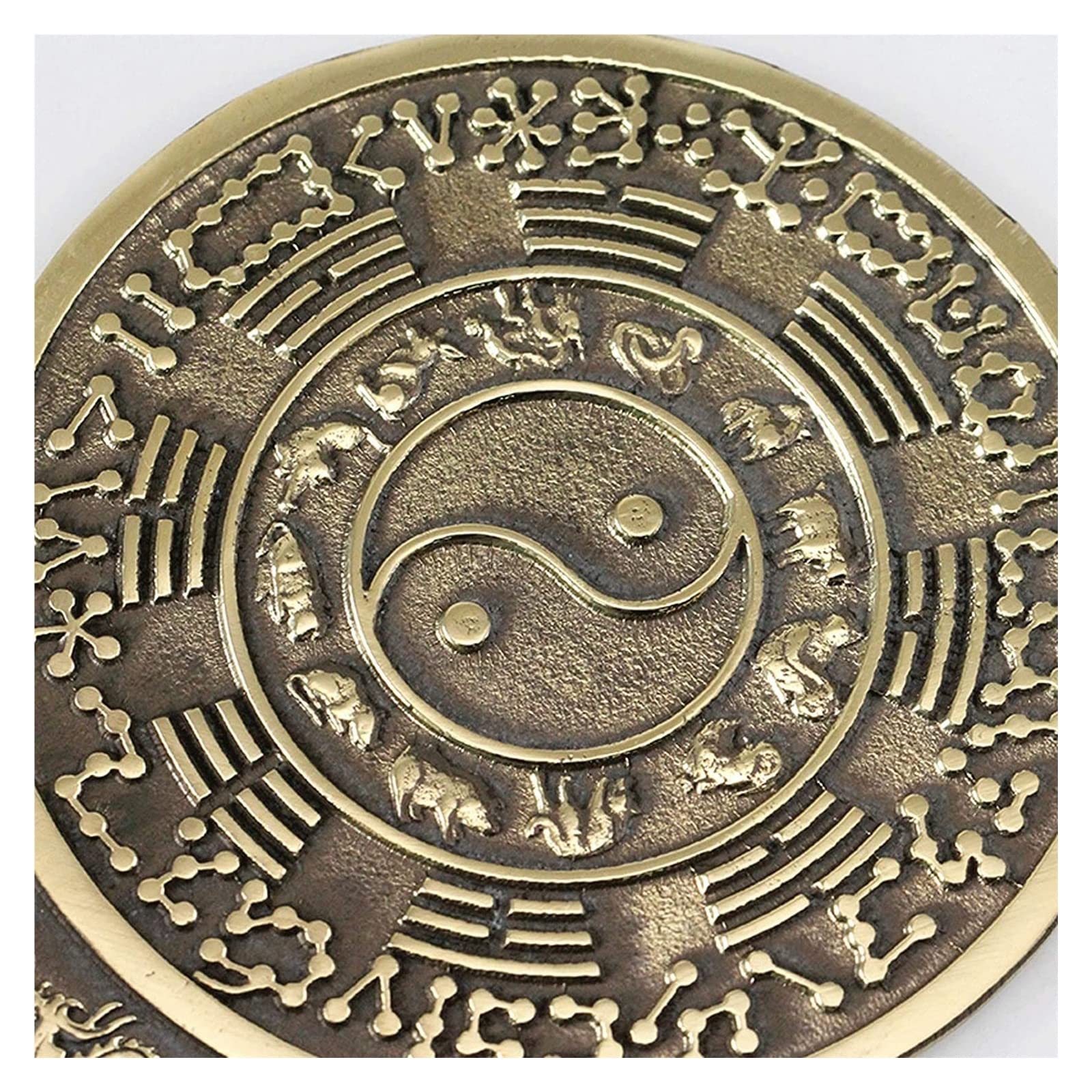 Chińskie lustro plotek Feng Shui, zabytkowe wypukłe wklęsłe lustro Bagua, tradycyjne lustro Feng Shui lustro w stylu vintage starożytne lustro Bagua buddyzm figurki rzemiosło dekoracyjne lustro plotek