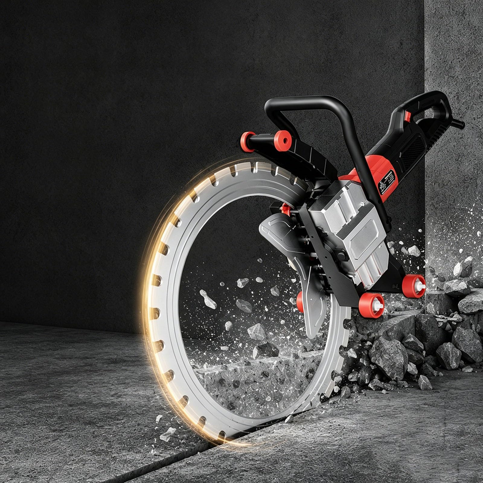 QINPI Electric Concrete Ring Saw, 6800 W Brushless Cutter With 300 Mm Cutting Depth, Water Cooling & Dust Suppression System, Wall Cutting Saw For Bricks, Granite, Marble And Masonry
