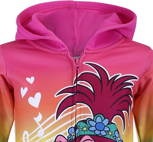 Miniatura 2 de Universal Dreamworks Trolls World Tour - Sudadera con capucha y cremallera para niños pequeños, niñas pequeñas y niñas grandes, color rosa