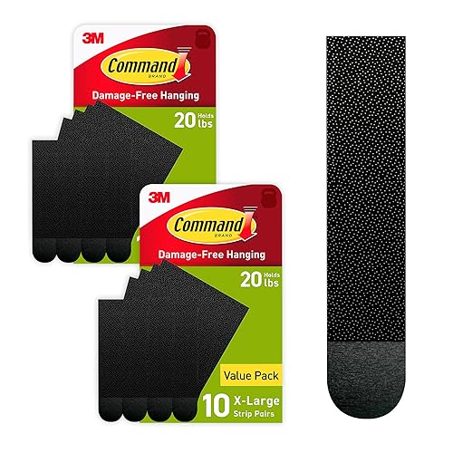 Command PH217BLK-10NA - Tiras para colgar cuadros de 20 libras XL pesadas, para colgar cuadros, tiras resistentes para colgar en la pared para