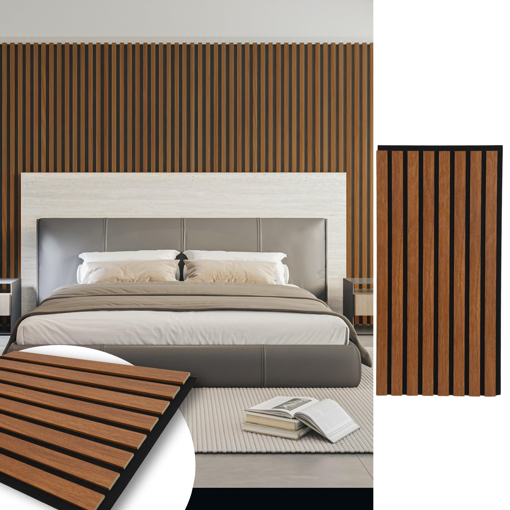 Art3d 20-Pack 12" x 24" Soundproof Wood Slat Panels, 40 sq.ft Acoustic Wall Panels, 3D Wall Panels with Wood Slat Design, Decorative Wood Wall Panel for Accent Walls-Walnut