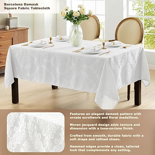 Miniatura 3 de Newbridge, Barcelona - Mantel de tejido damasco, 100% poliéster, no necesita planchado, resistente a la suciedad para comedor, fiesta y banquete