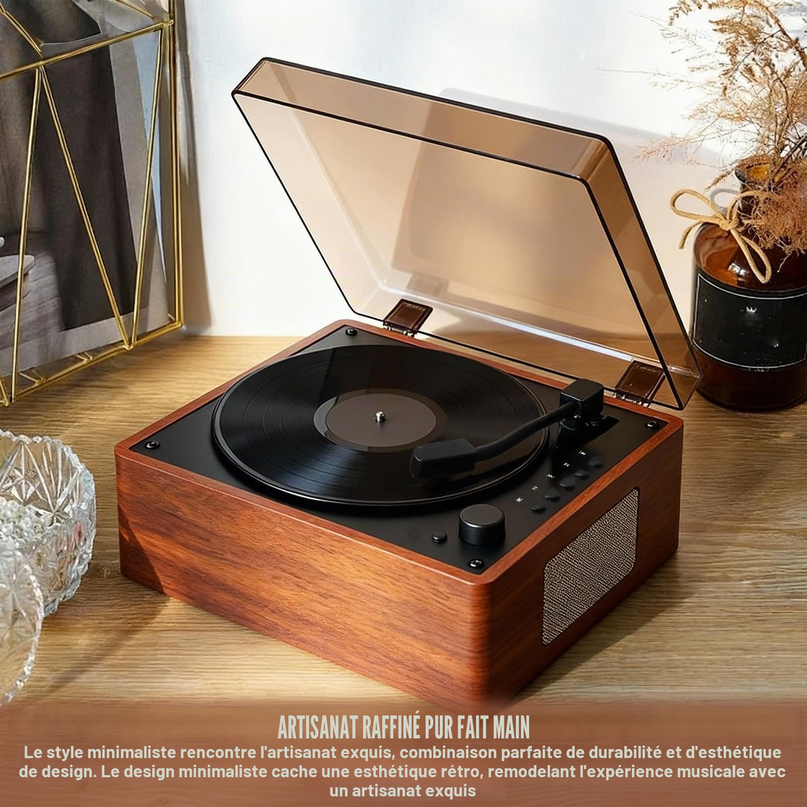 Lecteur CD portable Bluetooth 5.1, lecteur CD rétro avec double haut-parleur stéréo, télécommande, rechargeable, lecteur CD, compatible USB/AUX, protection contre la poussière