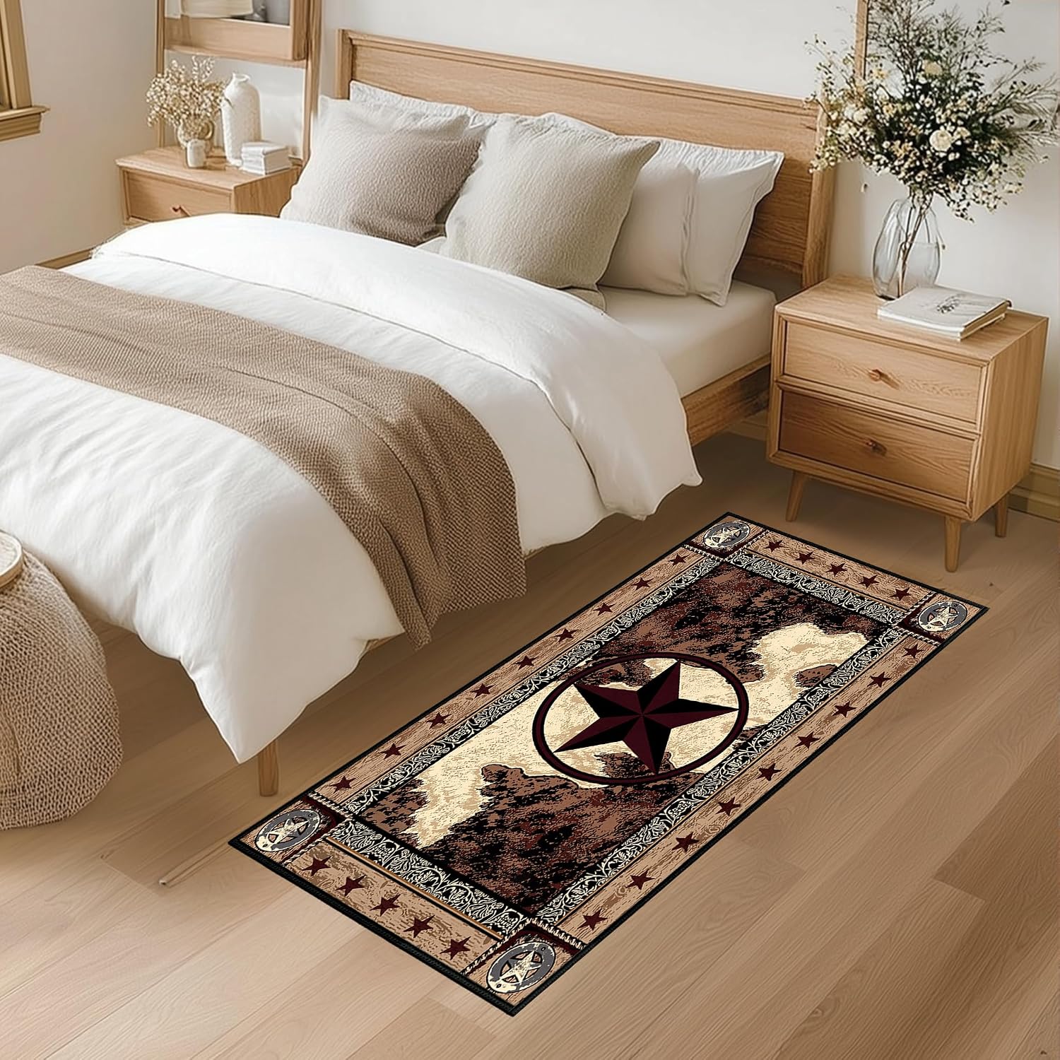 Western Runner Rug 2x5 Rugs for Hallways,Texas Star,Washable Kitchen Rug Runners Bedroom Carpets Rustic Floor Area Carpets Non Slip Entryway Throw Rugs Vintage Area Carpet Runners for Hallway,Bathroom