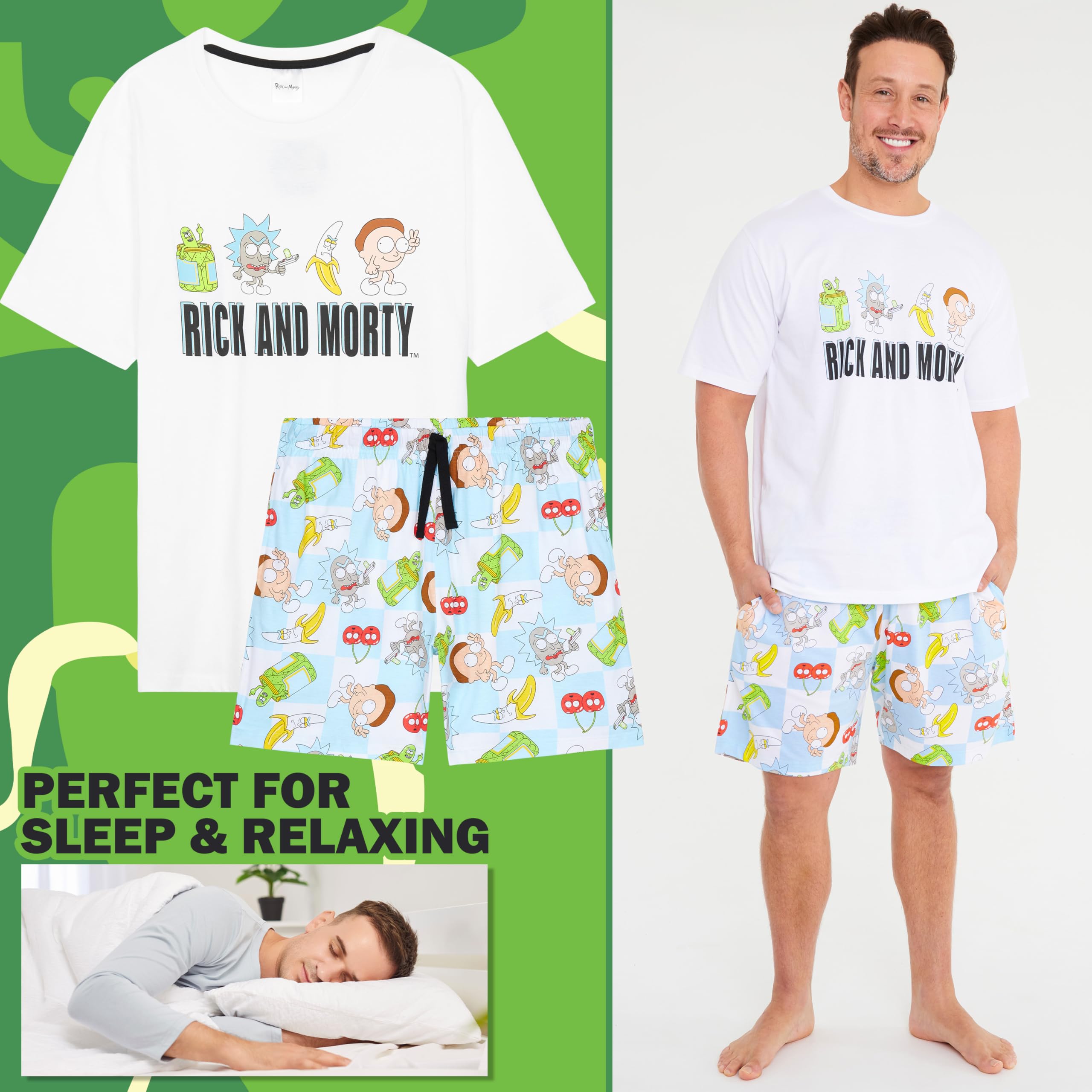 Get Trend Pigiama Uomo Estivo Set Traspirante Pigiami Divertenti Corto Cotone Abbigliamento da Casa Set Regalo Uomo
