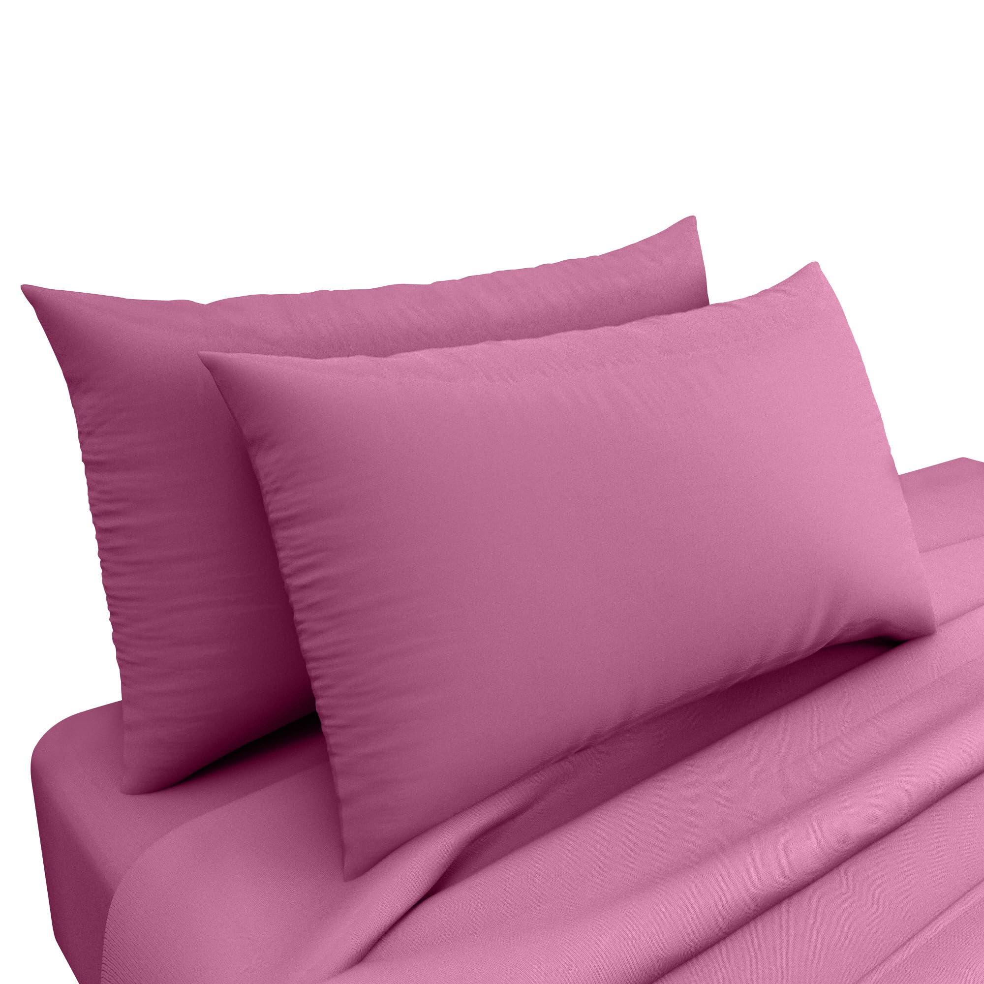 HOME ACE Fuchsia Poly Cotton Pillowcases Housewife Pillowcases 2 Pack Black, Envelope Closure Plain 100% Poly Cotton Pillow Cases 50 x 75CM