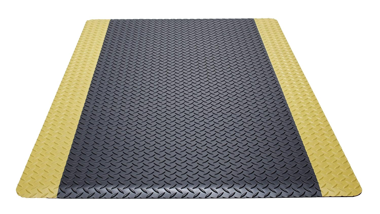 Guardian Safe Step Anti-Fatigue Floor Mat, Vinyl, 3'x5', Blk/Ylw