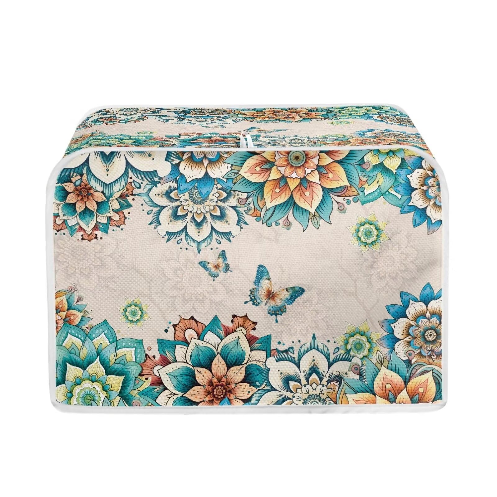 Talayituse Boho Mandala Butterfly Print 2 Slice Toaster Covers Dust Protection Bread Maker Covers Toaster Oven Cloth Cover Kitchen Accessories Washable Appliance Cover with Handle