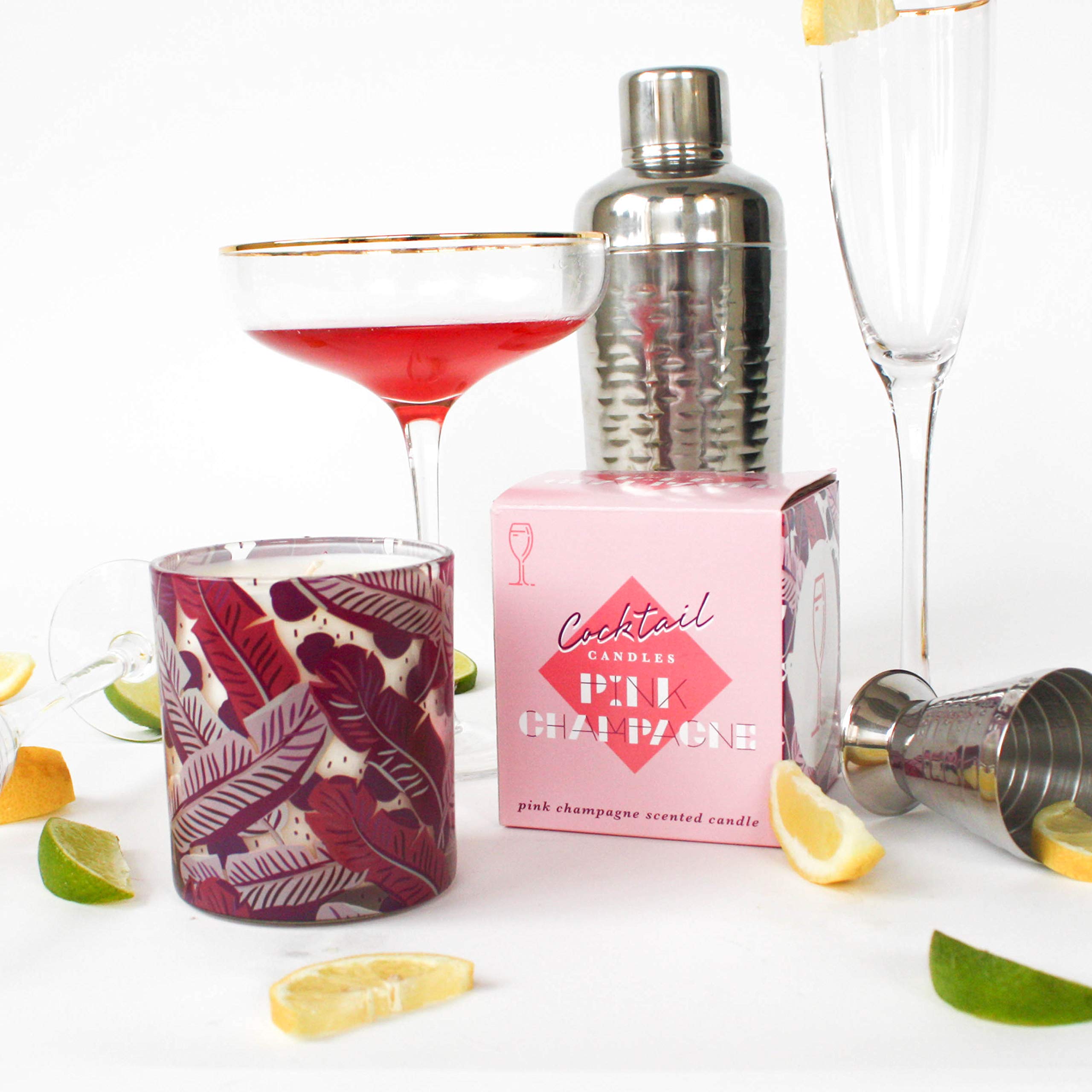 Bougie Rose Champagne Cocktail Gift Republic multicolore 8x8x9 cm