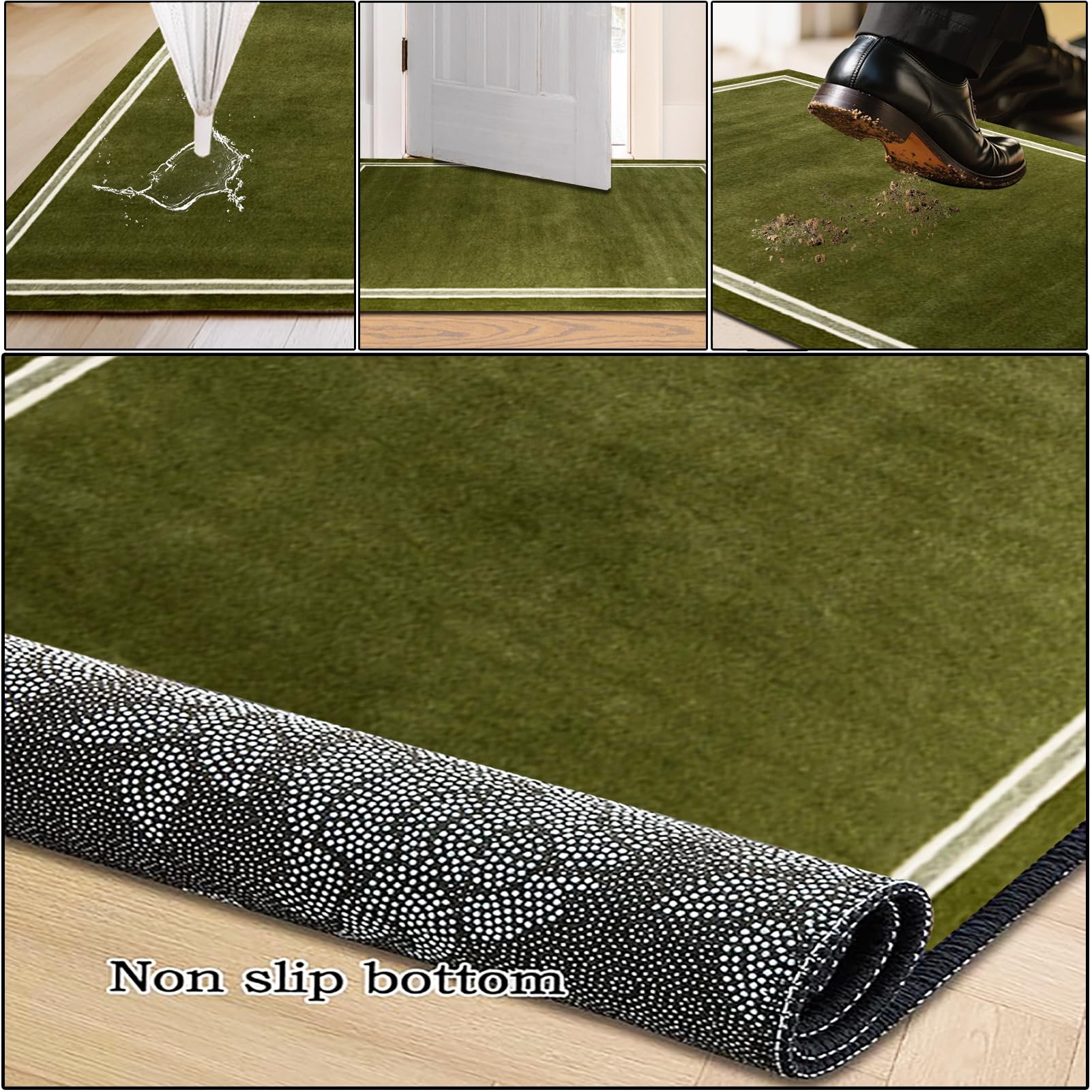 Tapis Couloir Long Tapis de Passage Couloir Paillasson Tapis de Cuisine Devant Evier Lavable Antiderapant Tapis Entree Interieur 90 x 150 cm Vert Tapis de Sol pour Couloir Cuisine Chambre