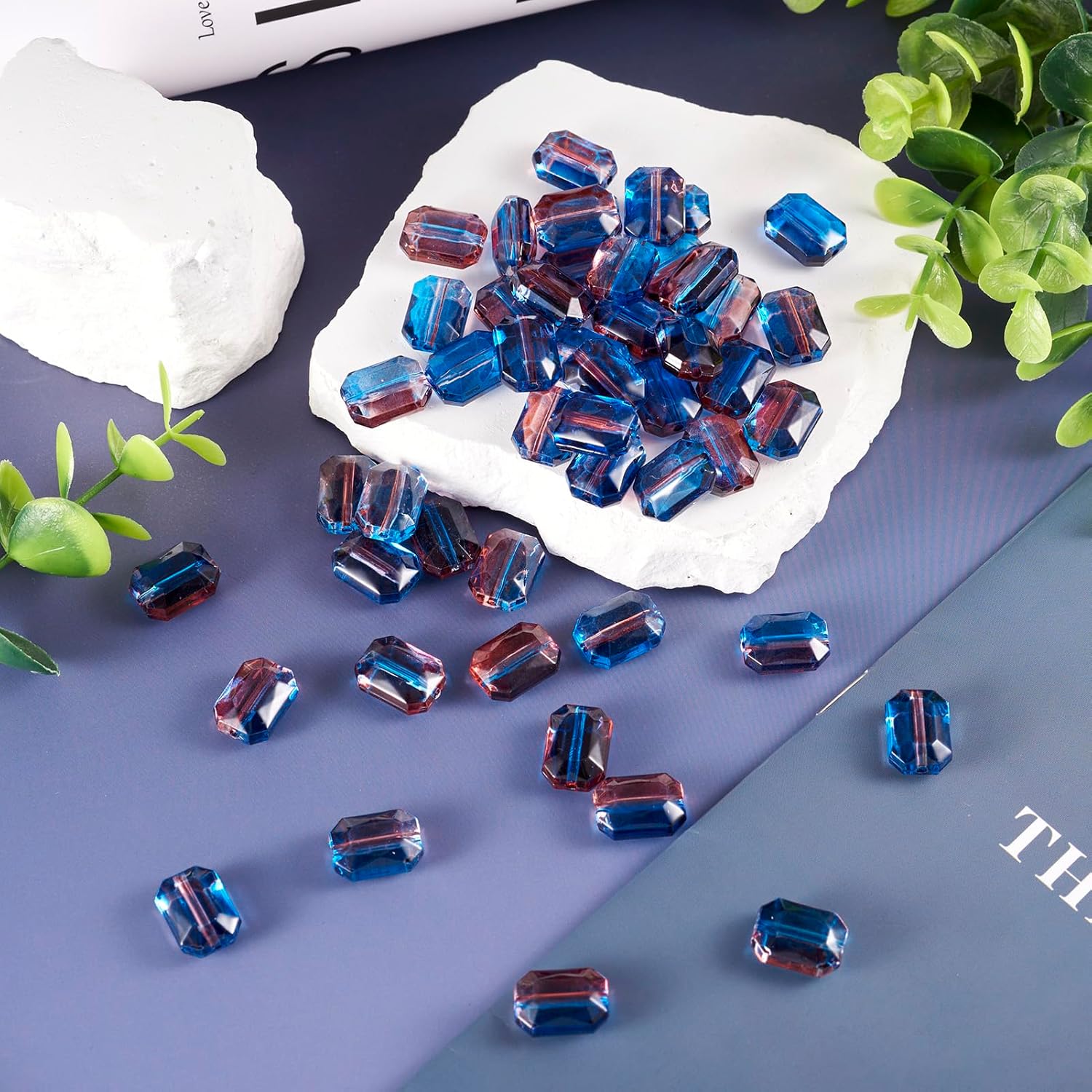 Craftdady 50pcs Trasparent Acrylic Faceted Octagon Loose Beads Multi-Colors Geometric Rectangle Spacer Beads 15x11mm for Jewelry Craft Making - Image 6