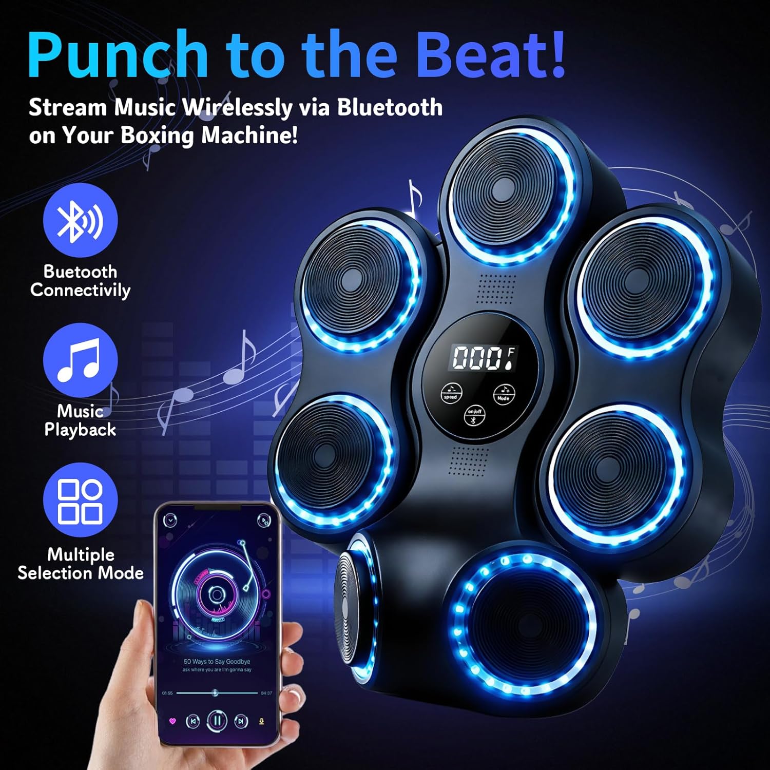 Music Boxing Machine for Kids Adults: 5+2 Targets Music Punching Machine with 2 Pair Gloves, Smart Wall Boxing Punching Pad Workout Equipment - 11 Modes& 9 Speeds for Home Gym Bar - 2026 Upgrade