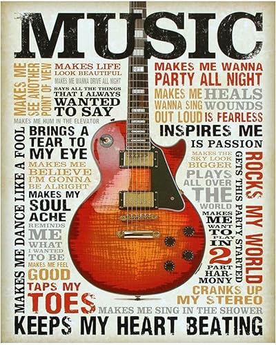 "Love of Music" - Guitar Quote Wall Art Print - 8x10 Funny Music Poster For Home, Bar, Studio, And Man Cave Room Decor, Unframed