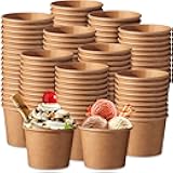 Honeydak 200 Pack Brown Kraft Ice Cream Cups Bulk 5 oz Small Disposable Treat Paper Cups Dessert Yogurt Bowls Snacks Sundae Yogurt Container for Summer Ice Cream Wedding Birthday Party Supplies