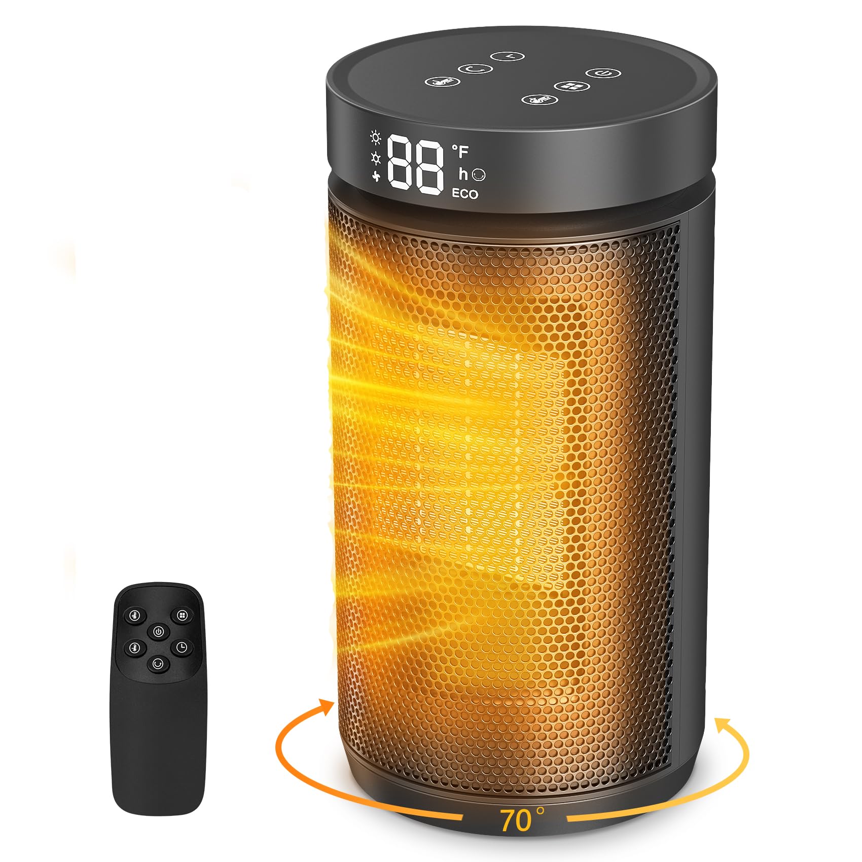 Space Heaters for Indoor Use 1500W PTC Ceramic Fast Safety Electric Portable Heater with Thermostat and Remote 70