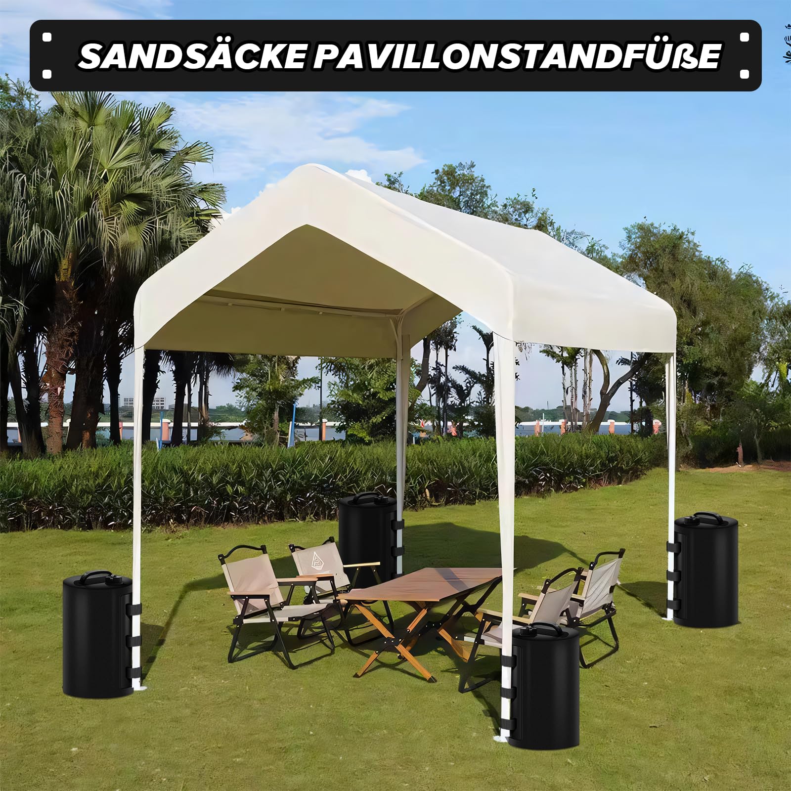MaxAwe 4er Set Wassergewichtstaschen Standfuß Sandsäcke, Pavillonstandfüße Faltpavillon Pavillon Gewichte Tasche, Wasser Befüllbar, Wasserbeutel Gewichte für Pavillons Gartenzelte Festzelte Fester