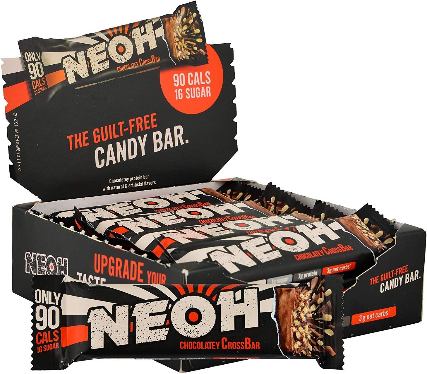 NEOH Low Carb Protein Candy Bar - Chocolate Crunch - 4 Packs of 12 - Low Calorie, Low Sugar, Gluten-Free Sport Nutrition Bars