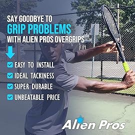 ALIEN PROS Tennis Racket Grip Tape (6 Grips) - Precut and Dry Feel Tennis Grip - Tennis Overgrip Grip Tape Tennis Racket - Wrap Your Racquet for High Performance (6 Grips, Yellow)
