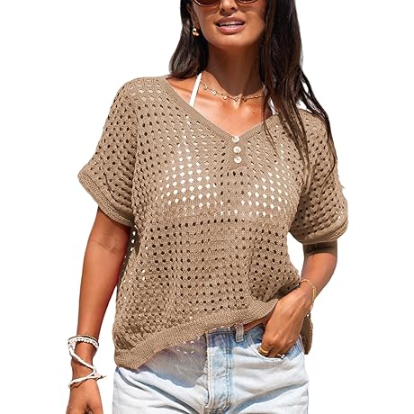 CUPSHE Women's Crochet Cover Up Tops: Effortlessly Stylish Swimsuit Enhancer