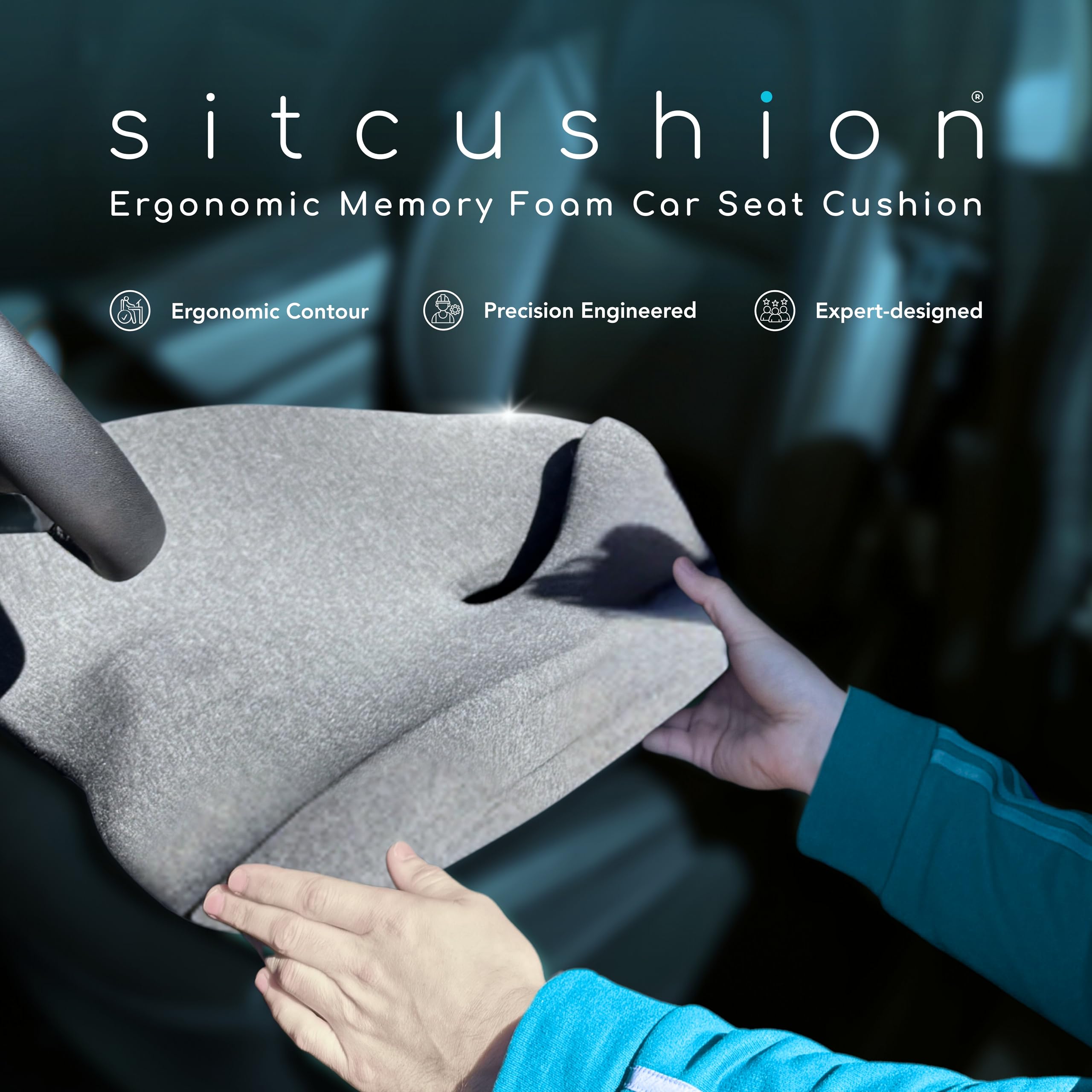 SitCushion Car Seat Cushion for Long Driving Extra Large Memory Foam Seat Cushion for Sciatica Pain Relief Car — view 3