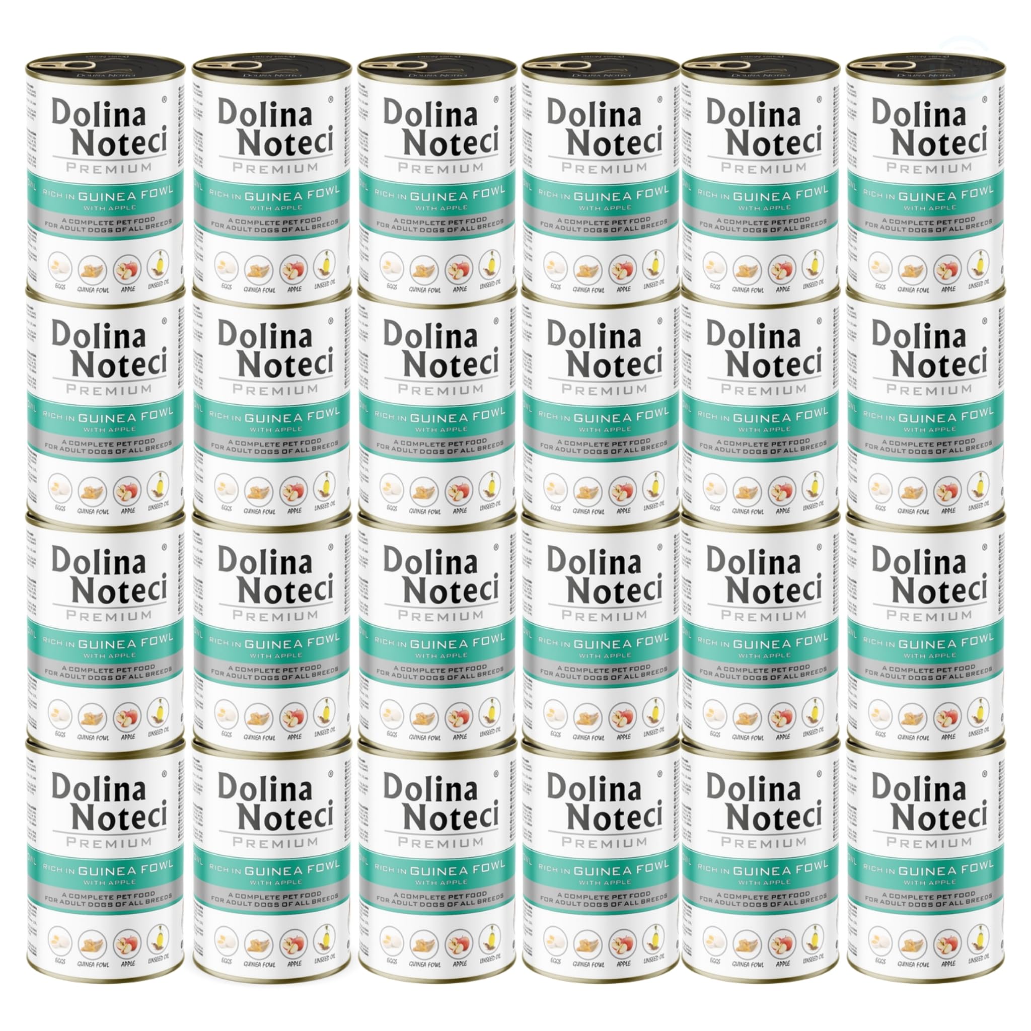 Dolina Noteci Premium Nutritious Wet Dog Food, Healthy Essential Nutrients & Unsaturated Fatty Acids, Gluten-Free, No Artificial Flavours – For Your Pup’s Happiness! (Guinea Fowl With Apple, 24x400g)