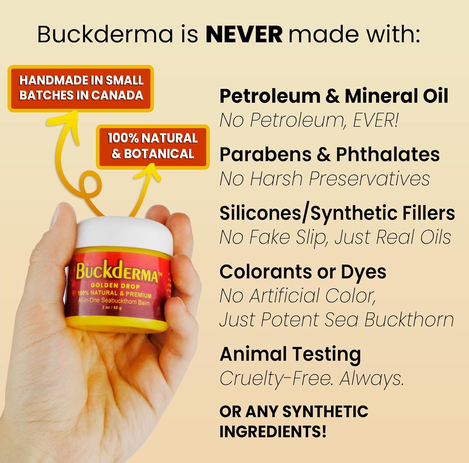 Beesaluxe Buckderma - 100% Natural All-In-One Seabuckthorn Balm - Facial Moisturizer, Oil Cleanser, Overnight Mask, Makeup Remover, Lip Balm, Hand Cream, Foot Butter and More - Image 3