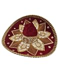 Mexican Fiesta Sombrero Hat, Red & Gold Charro Style, Large