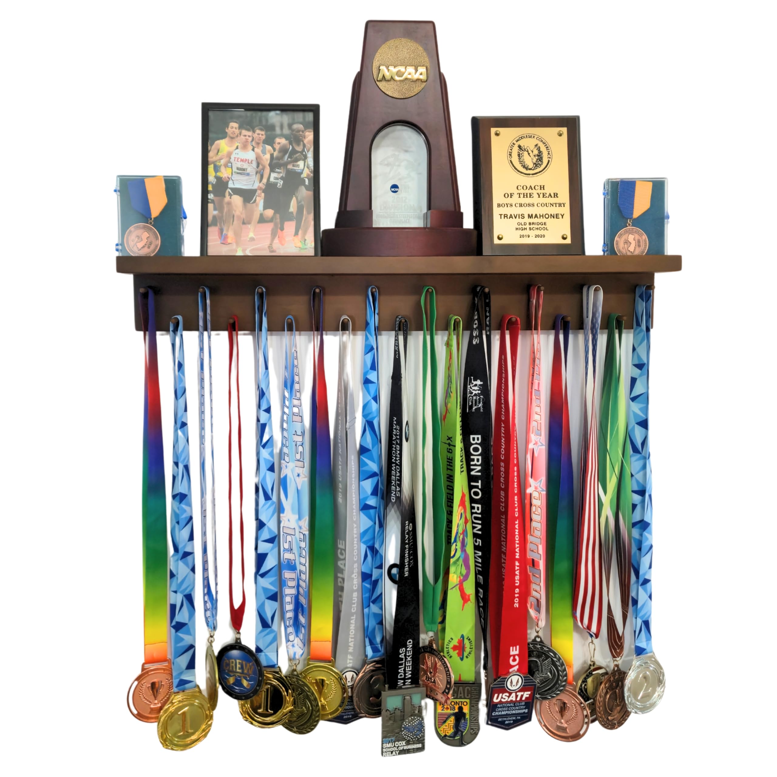MedalAwardsRack Premier Medal Hanger Display Rack and Trophy Shelf for Gymnastics, Soccer, Basketball, Football, and More – 2, ft