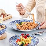 vancasso Mandala Dinnerware Sets 12 Pieces Porcelain Dinner Set for 4 Boho Plates and Bowls Dish Set