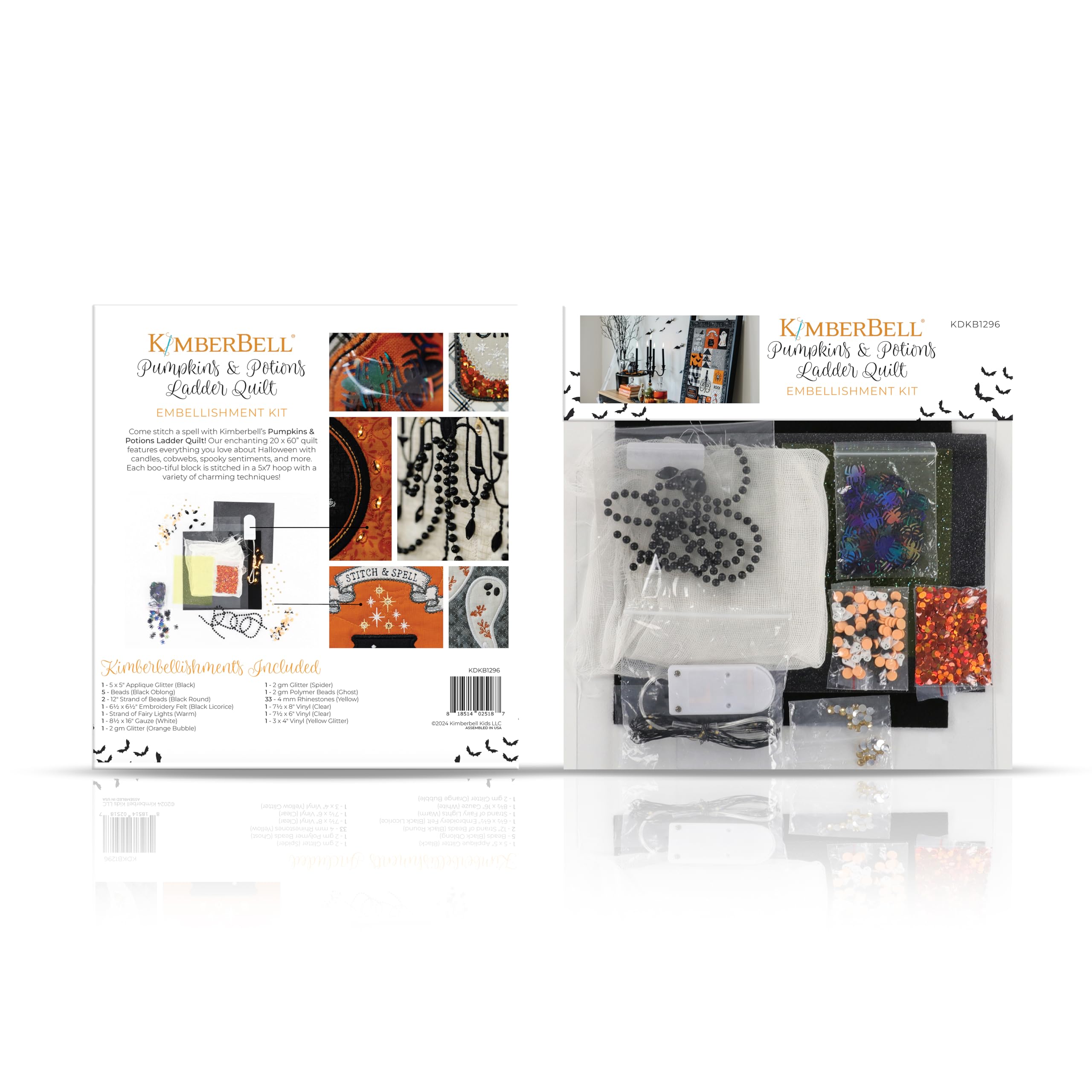 Kimberbell Pumpkins & Potions Embellishment Kit - Embellishments for Crafting Kit, 50 Assorted Pcs, Embroidery Supplies, Craft Kit for Sewing Projects