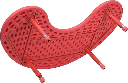 Miniatura 6 de BizChair Mesa de actividades de 35 pulgadas de ancho x 65 pulgadas de largo, color rojo media luna, de plástico ajustable en altura