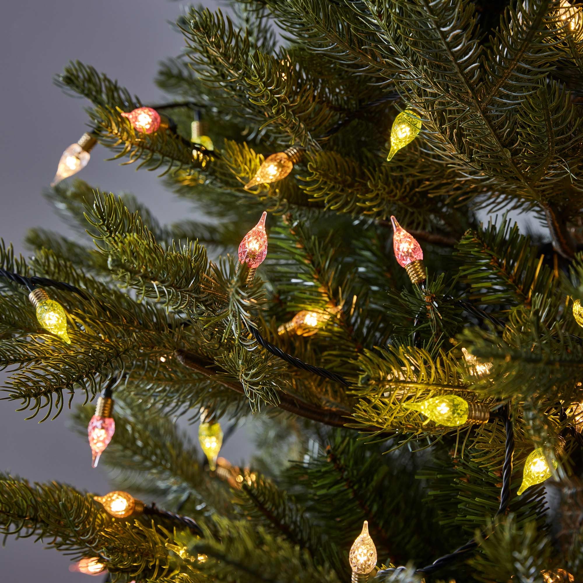 Lights4fun 30m 300er LED Retro Weihnachtsbaumlichterkette Koppelbar bunt strombetrieben C9 Glühbirnen Lichterkette