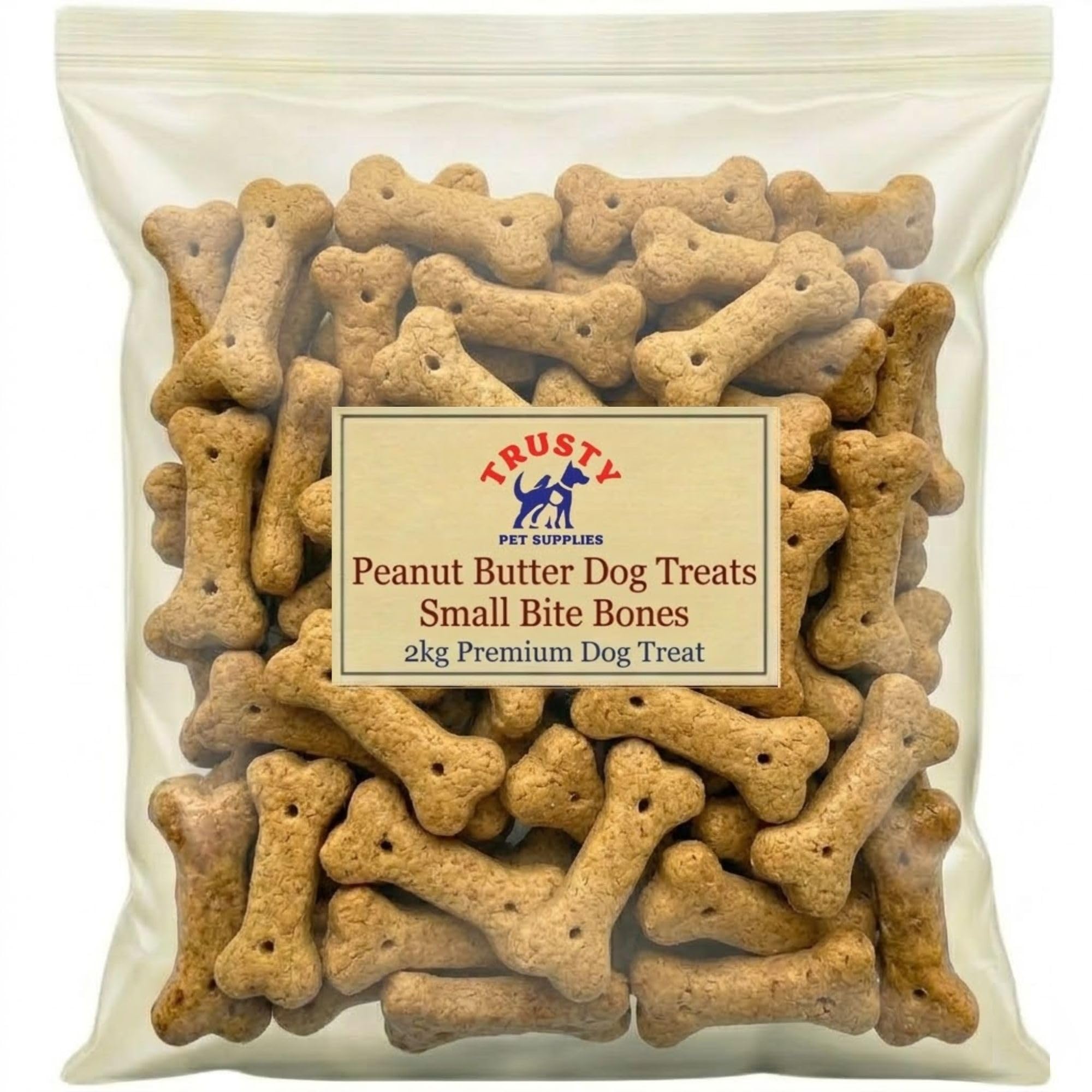 Peanut Butter Dog Treats Small Bite Bones 2kg | Dog Biscuits Treats & Snacks | Dog Training Treats for Small, Medium & Large Dogs | Small Dog Biscuits | Trusty Pet Supplies