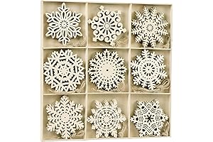 45pcs Unfinished Wood Snowflakes for Christmas Crafts