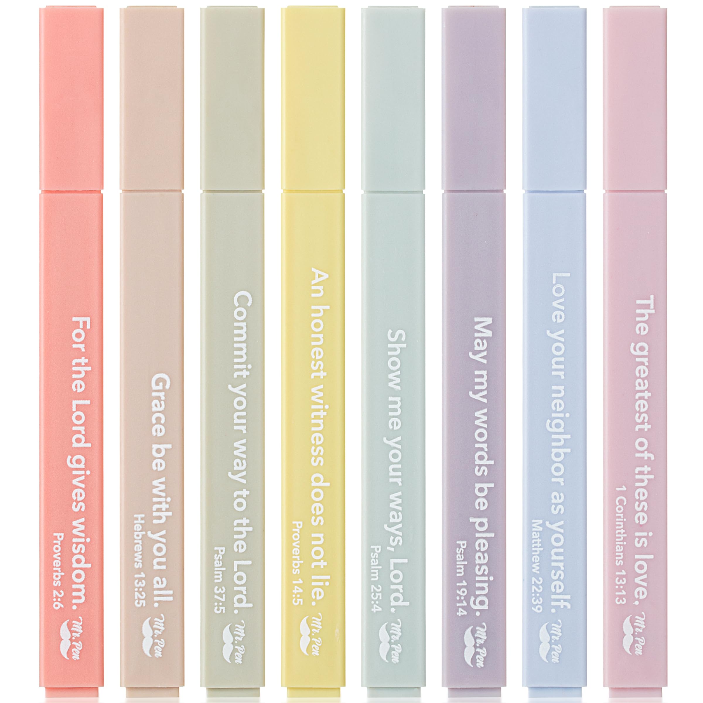 Mr. Pen- Bible Highlighters with Bible Verses, 8 Pack, Assorted Colors, Aesthetic Highlighters, Markers No Bleed Through