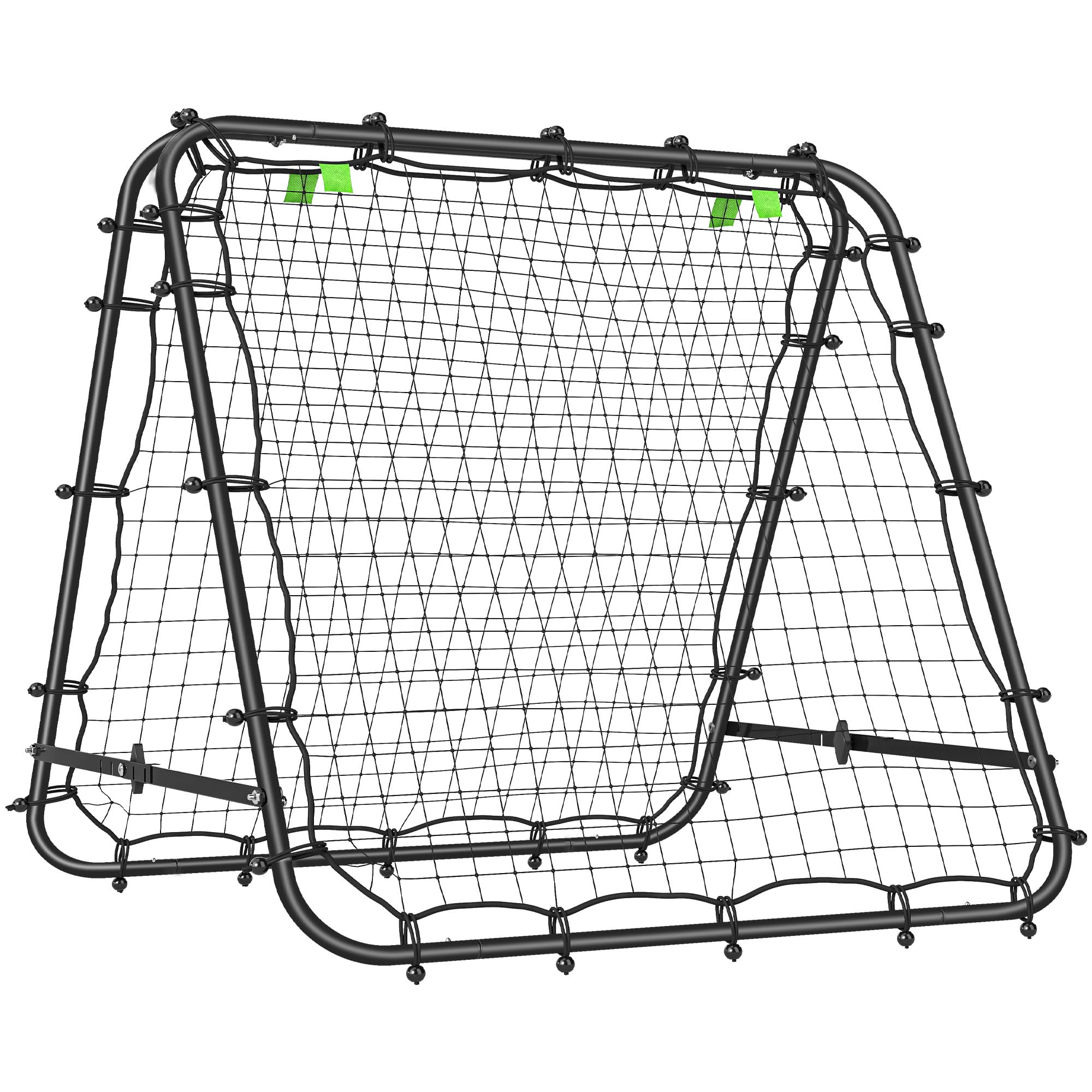 HOMCOM Football Rebounder Net Target Goal - Black - Adjustable Angles - Steel Frame - PE Net