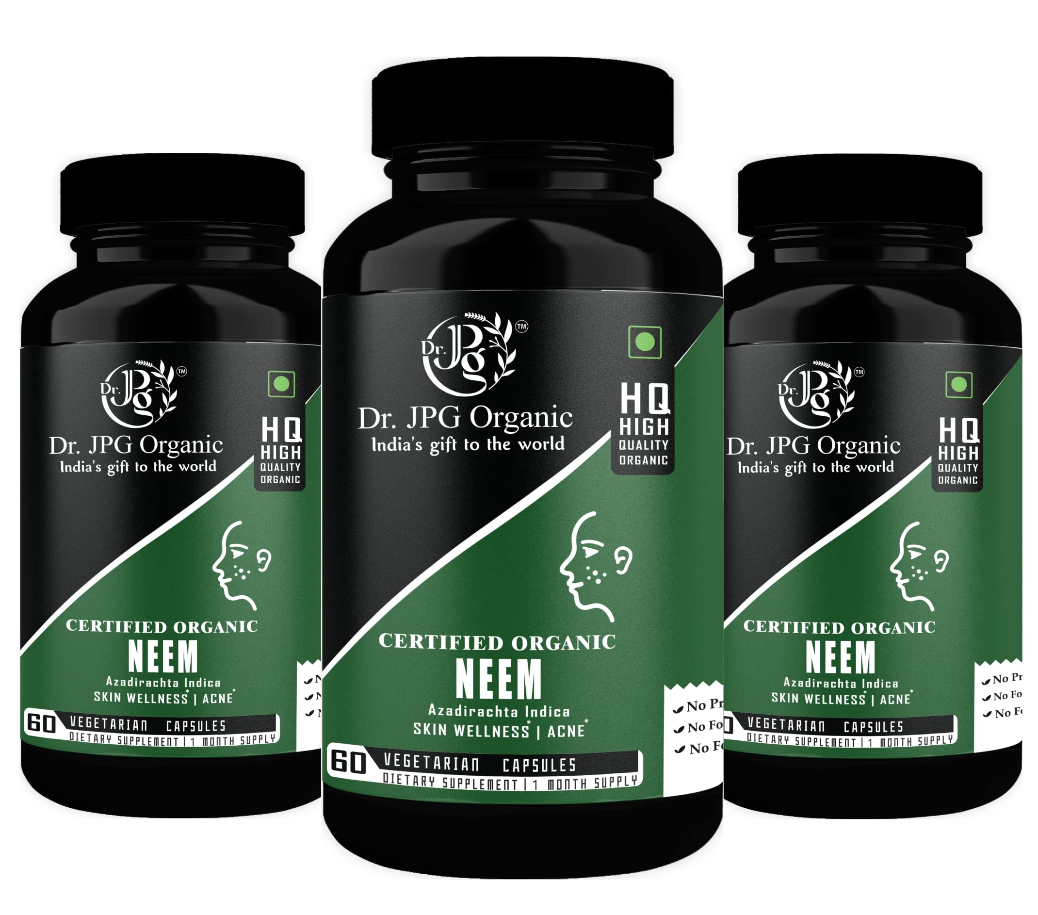 Dr. JPG Organic Neem Capsules For Skin Wellness & Acine 60 Veg. Capsules | INDIA ORGANIC Certified (Pack Of 3) (B0BPY5DC1C) Amazon Price History, Amazon Price Tracker