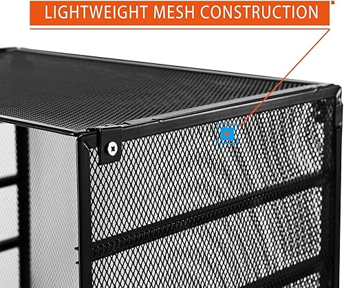 Miniatura 4 de CLATINA Organizador de archivos de escritorio de 5 niveles con bandejas de cartas de papel de malla metálica para oficina en el hogar, paquete de 2