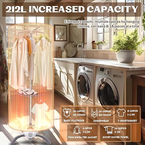 Miniatura 4 de Secadora de ropa portátil, mini secadora de ropa plegable mejorada, con toallero para colgar toallas y almacenar zapatos, secadora de viaje pequeña,