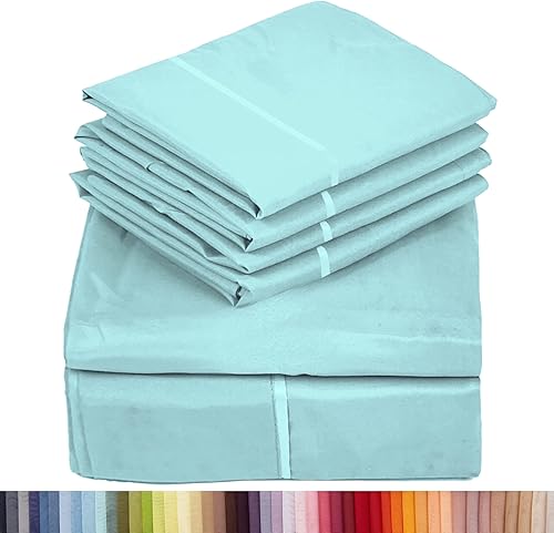 Miniatura 1 de Sacred Thread Juego de sábanas de rayón de 6 piezas de bambú, juego de ropa de cama y fundas de almohada con bolsillos profundos, ropa de cama