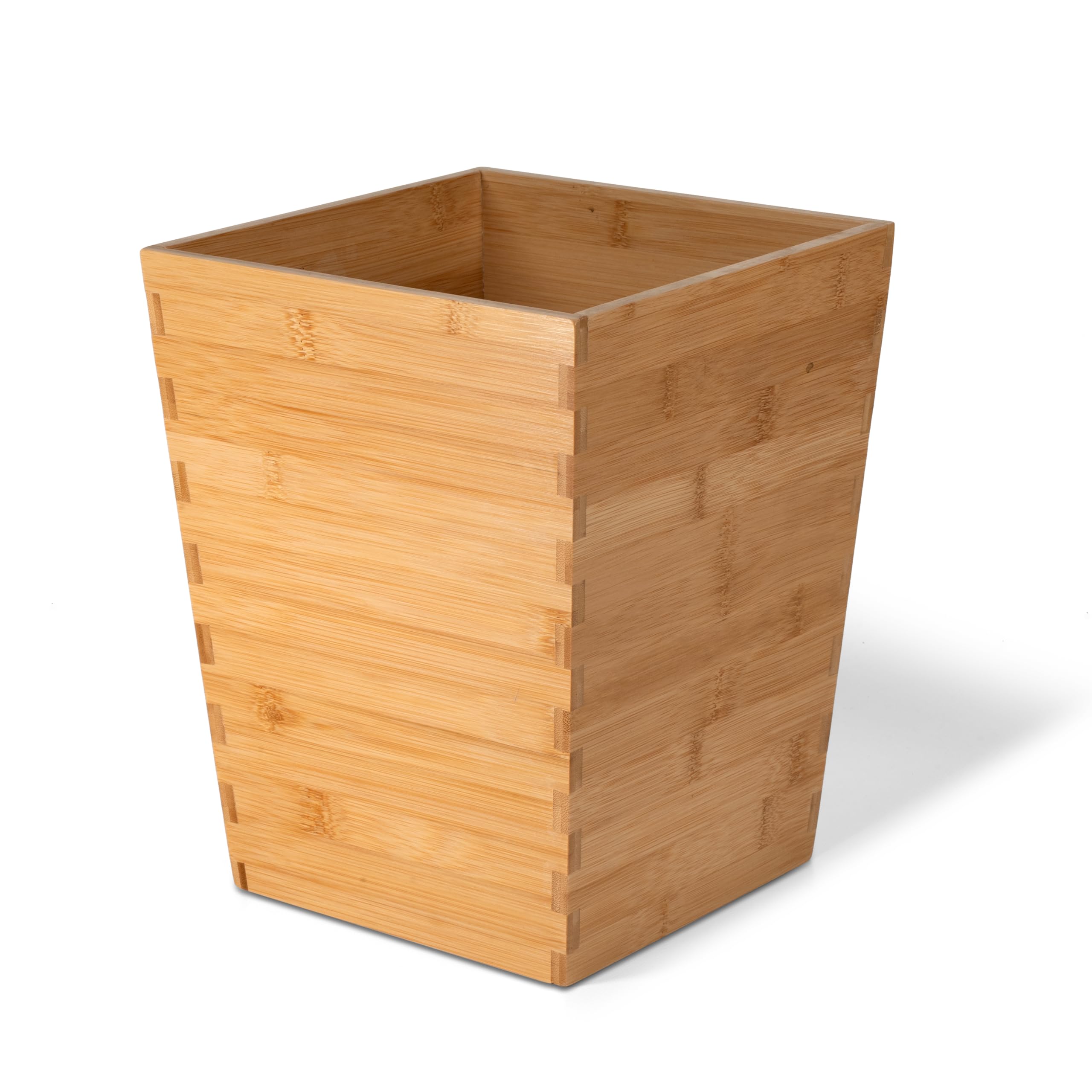 Osco Bamboo Waste Bin Square – Sustainable MOSO Bamboo Trash Can & Recycling Basket for Home, Office, Bathroom – H28 × W21.5 x D17.5 cm, Single