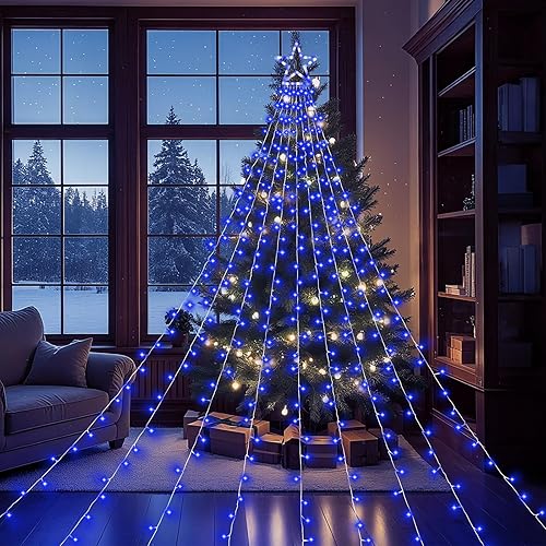 Miniatura 6 de Luces decorativas de Navidad para exteriores, 317 luces LED de 11.5 pies, 8 modos de iluminación de memoria y temporizador, luces de estrella de