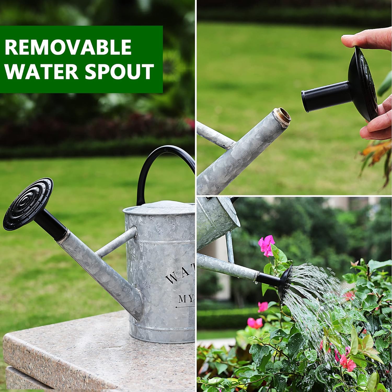 Galvanized Watering Can for Outdoor Indoor Plants, 1 Gallon Decorative Countryside ... - Image 6