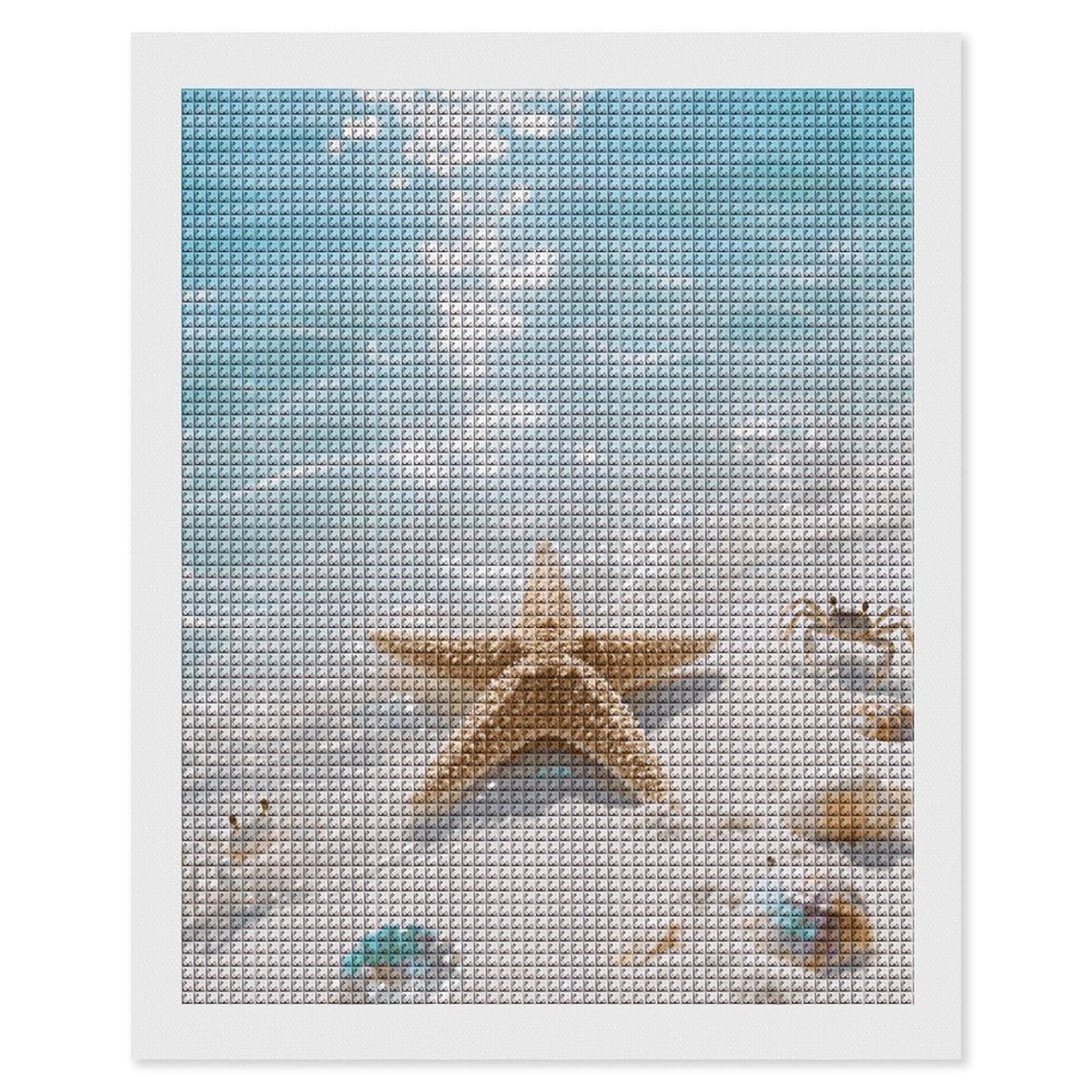 FodPand Starfish Blue Ocean 5D Diamond Painting Kits for Adults Beginners Full Drill Square Diamond Dots Pictures Gem Art Supplies for Home Wall Room Decoration DIY Craft Set Gift 16x20