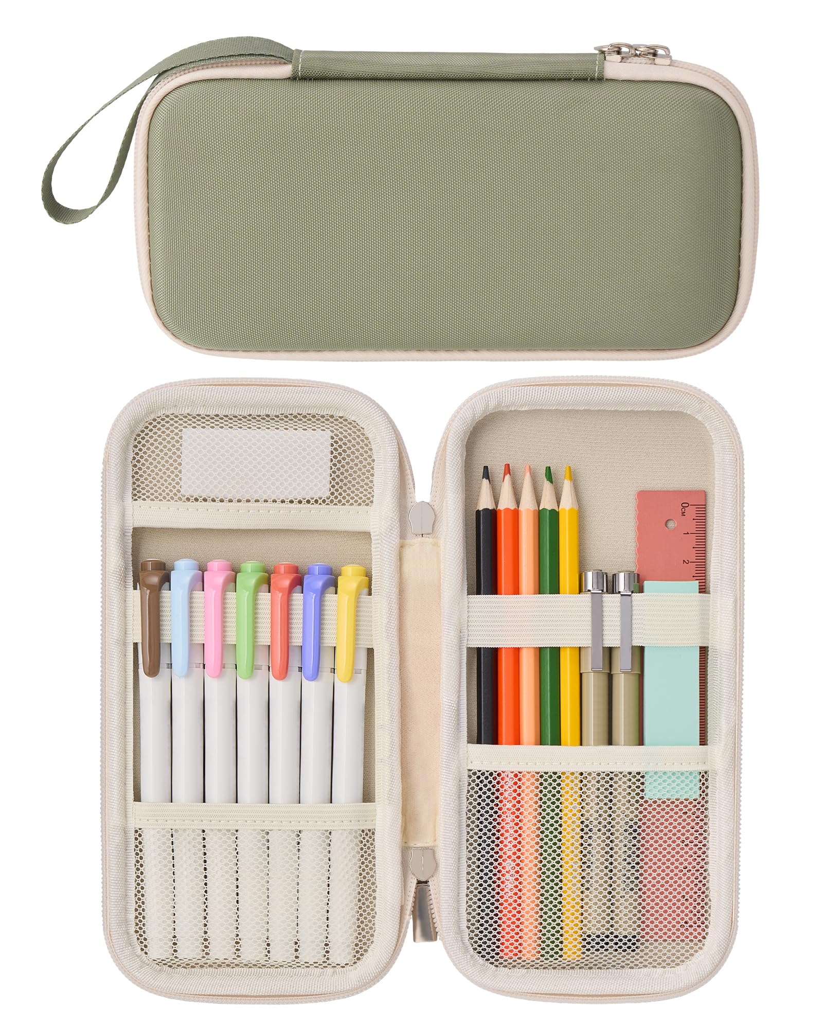 ProCase Slim Pen Pencil Case, Pen Organizer for School Office -Green